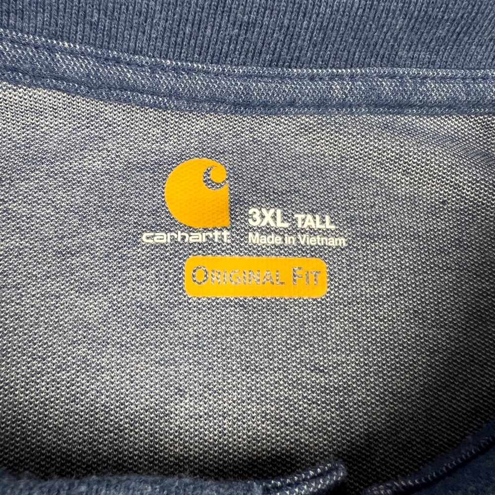 Carhartt Mens 3XL Tall Blue Heathered Short Sleeve Pocket Polo Original Shirt - Picture 3 of 7